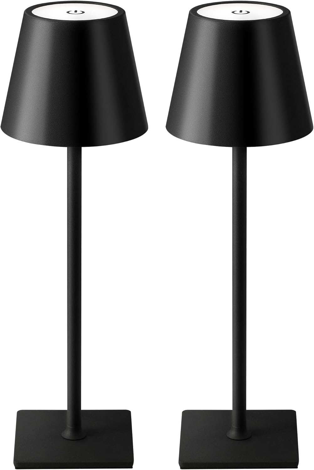 2-Pack Cordless LED Table Lamps – Rechargeable, Portable & Dimmable (Black)