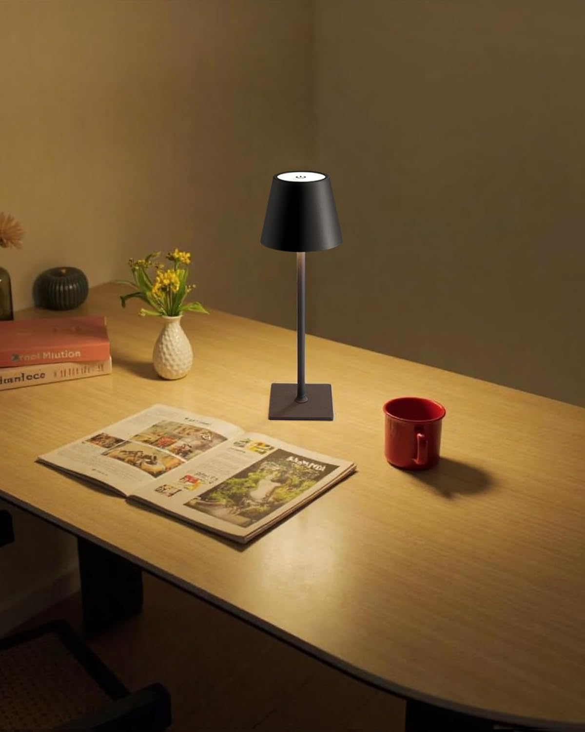 2-Pack Cordless LED Table Lamps – Rechargeable, Portable & Dimmable (Black)