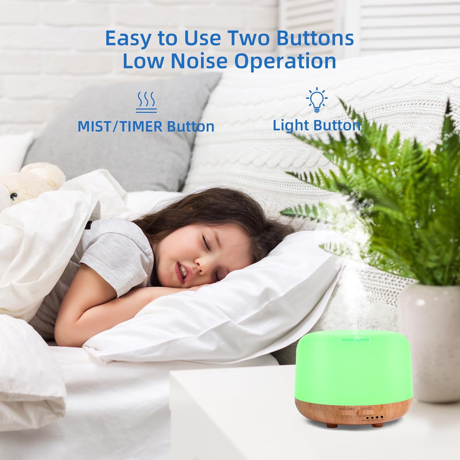 Aromatherapy Essential Oil Home Diffuser with Remote Control, 300ML Large Room Cool Mist Air Humidifier, 8 Hours Quiet Operation, Timer, 7 Colors LED Night Night，Suitable Home,Yoga.