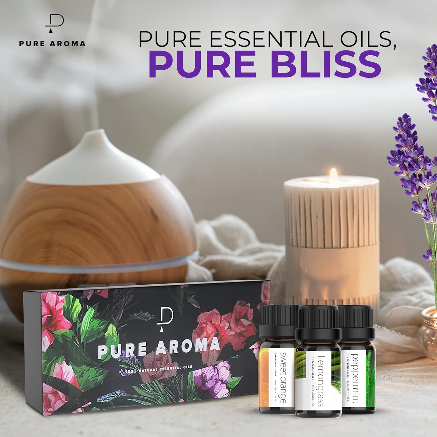 Aromatherapy Essential Oils Set – 6 Pack (10ml) of Pure Oils | Relaxing Blends of Lavender, Eucalyptus, Peppermint, Tea Tree, Sweet Orange & Lemongrass