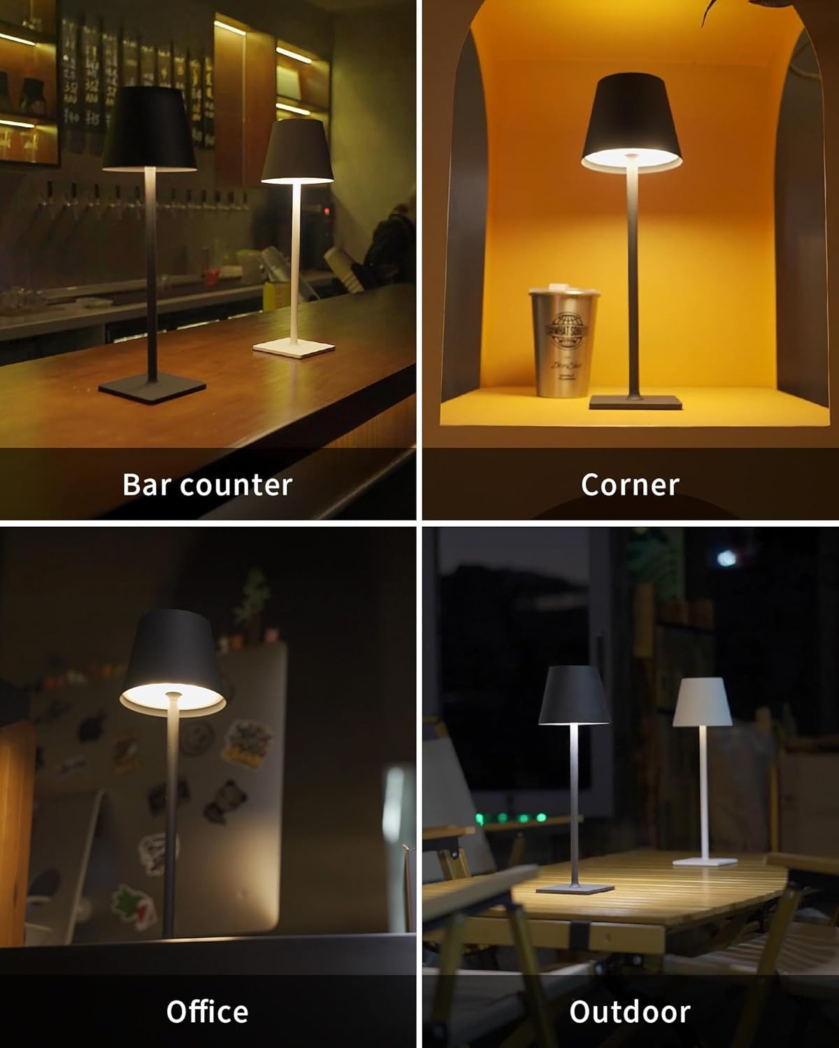 2-Pack Cordless LED Table Lamps – Rechargeable, Portable & Dimmable (Black)