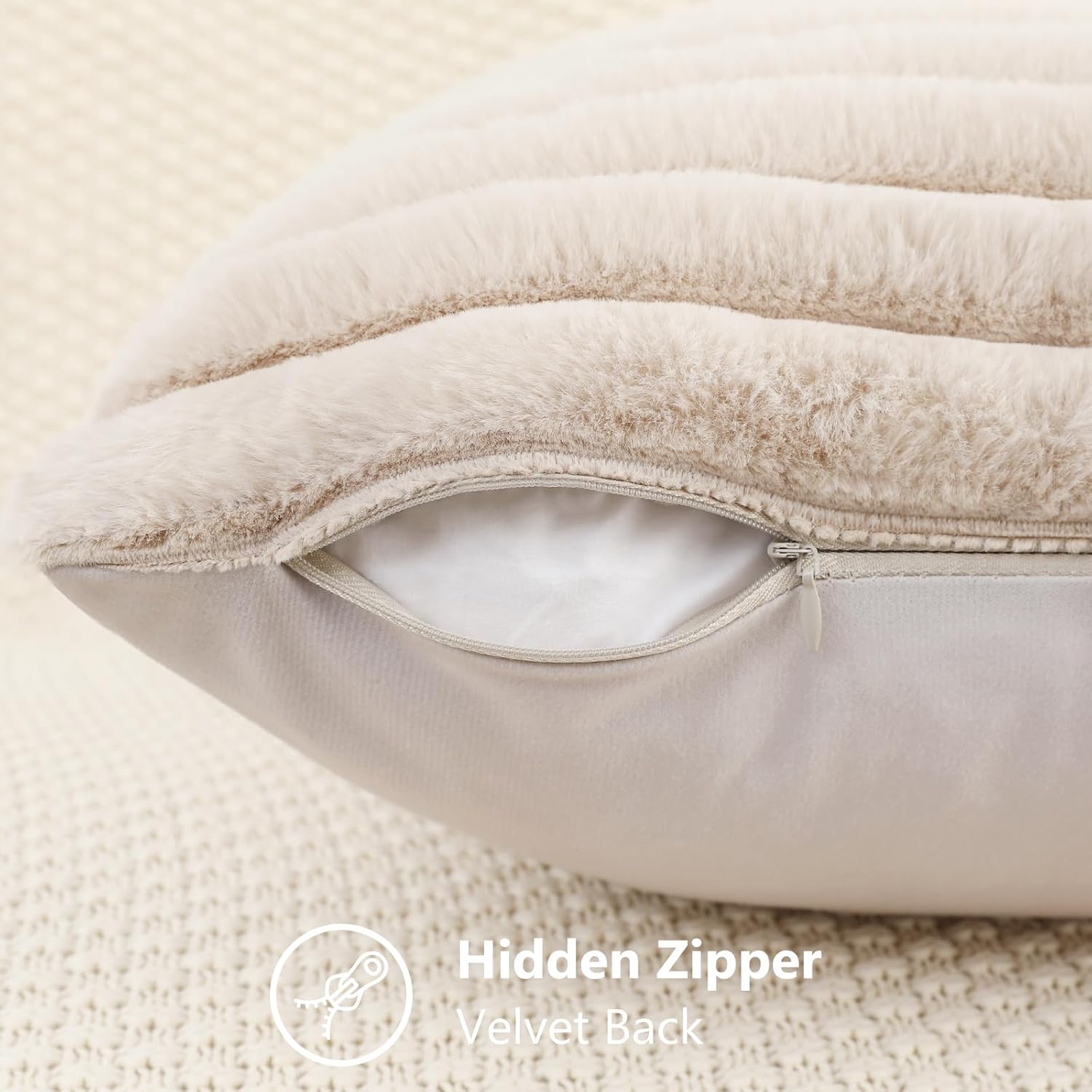 Set of 2 Faux Fur Pillow Covers – 18x18 Plush Decorative Cushions for Sofa, Bed & Living Room 
