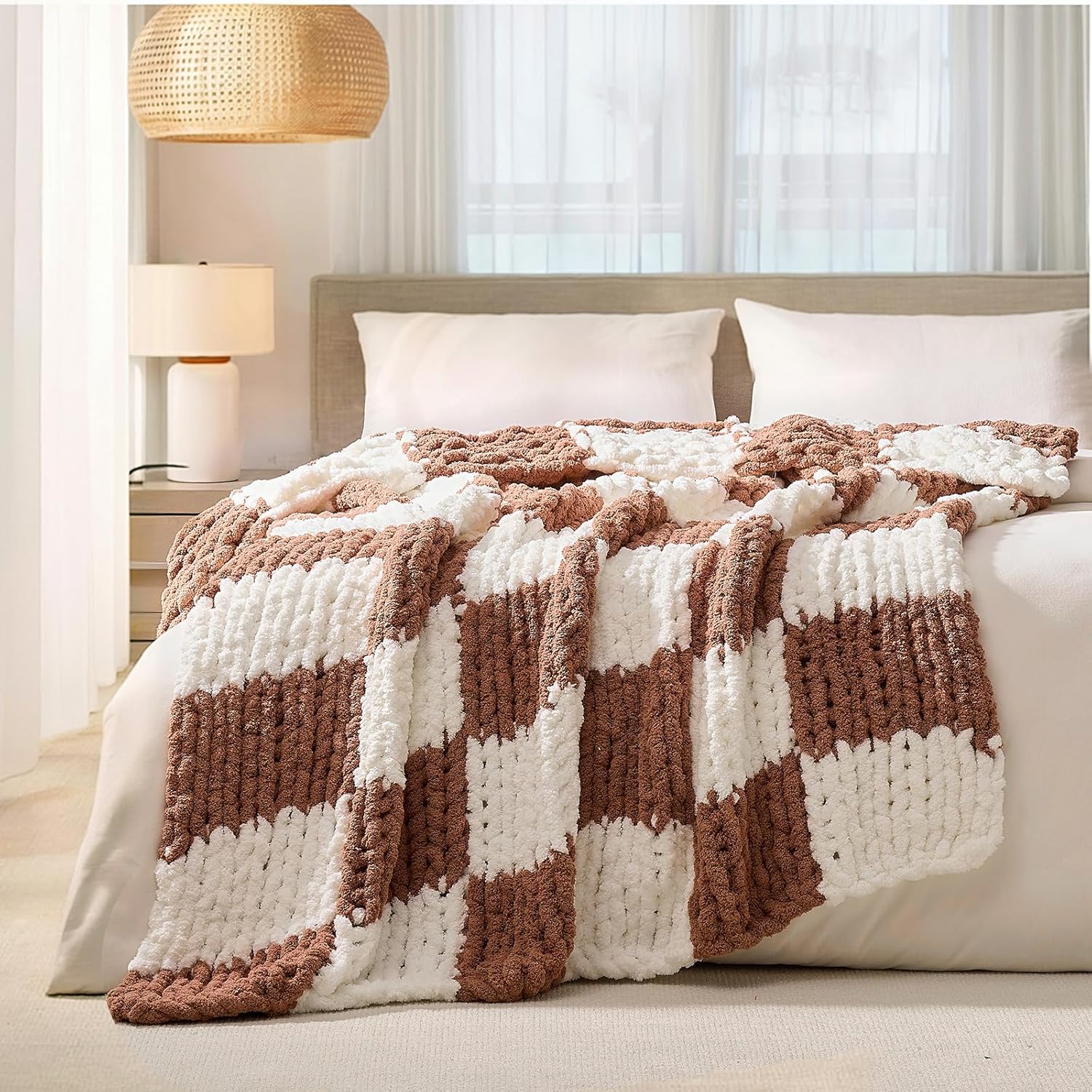 Chunky Knit Chenille Throw Blanket – Soft, Cozy Cable Knit for Couch & Home Décor (50x60)