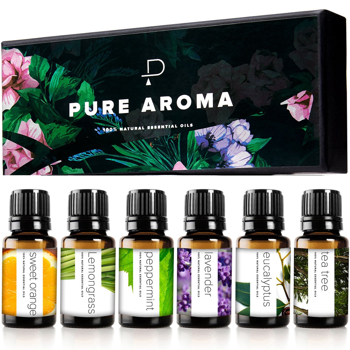 Aromatherapy Essential Oils Set – 6 Pack (10ml) of Pure Oils | Relaxing Blends of Lavender, Eucalyptus, Peppermint, Tea Tree, Sweet Orange & Lemongrass