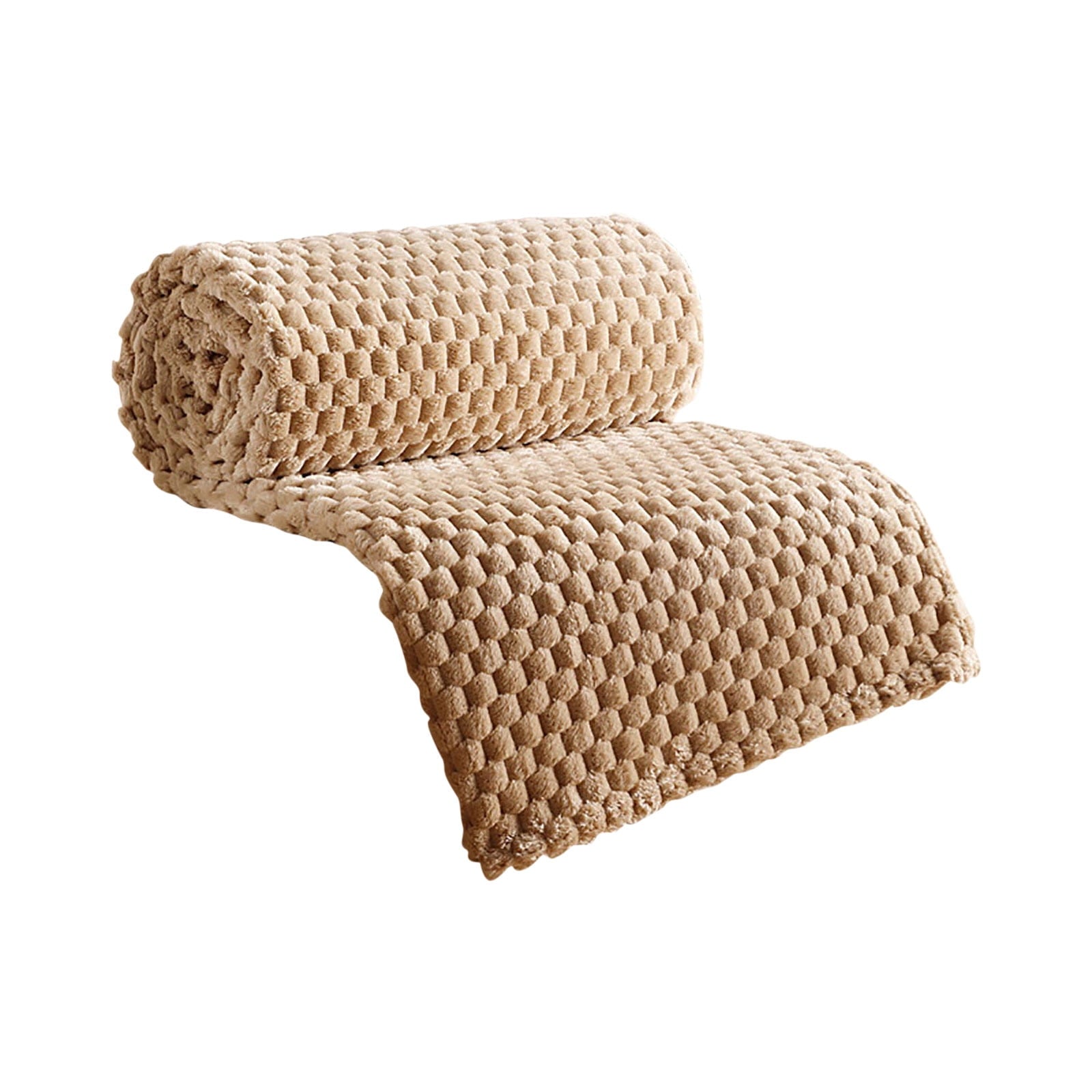 Chunky Knit Blanket Throw, Waffle Throw Blanket Waffle Cable Knit Throw for Couch, Stylish Cozy Soft Rope Knot Crochet Blanket for Home Decor, Beige Linen, 59.1*39.4In, Brown
